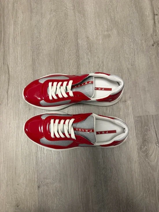 Prada Men’s Patent Leather and Technical Fabric America's Cup Sneakers Sz 7 - Picture 5 of 10